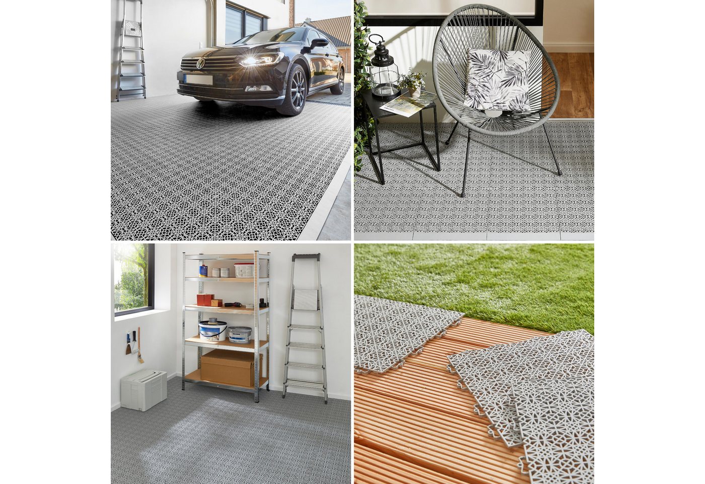 Andiamo Kunststoff-Fliesen Terra Sol, Terrassenfliesen, Set, 35 St., erhältlich mit 7 Stück (1 qm), 14 Stück (2 qm) oder 35 Stück (5 qm), Klickfliesen, 38x38 cm, Balkon Bodenbelag, UV-beständig Bild 2