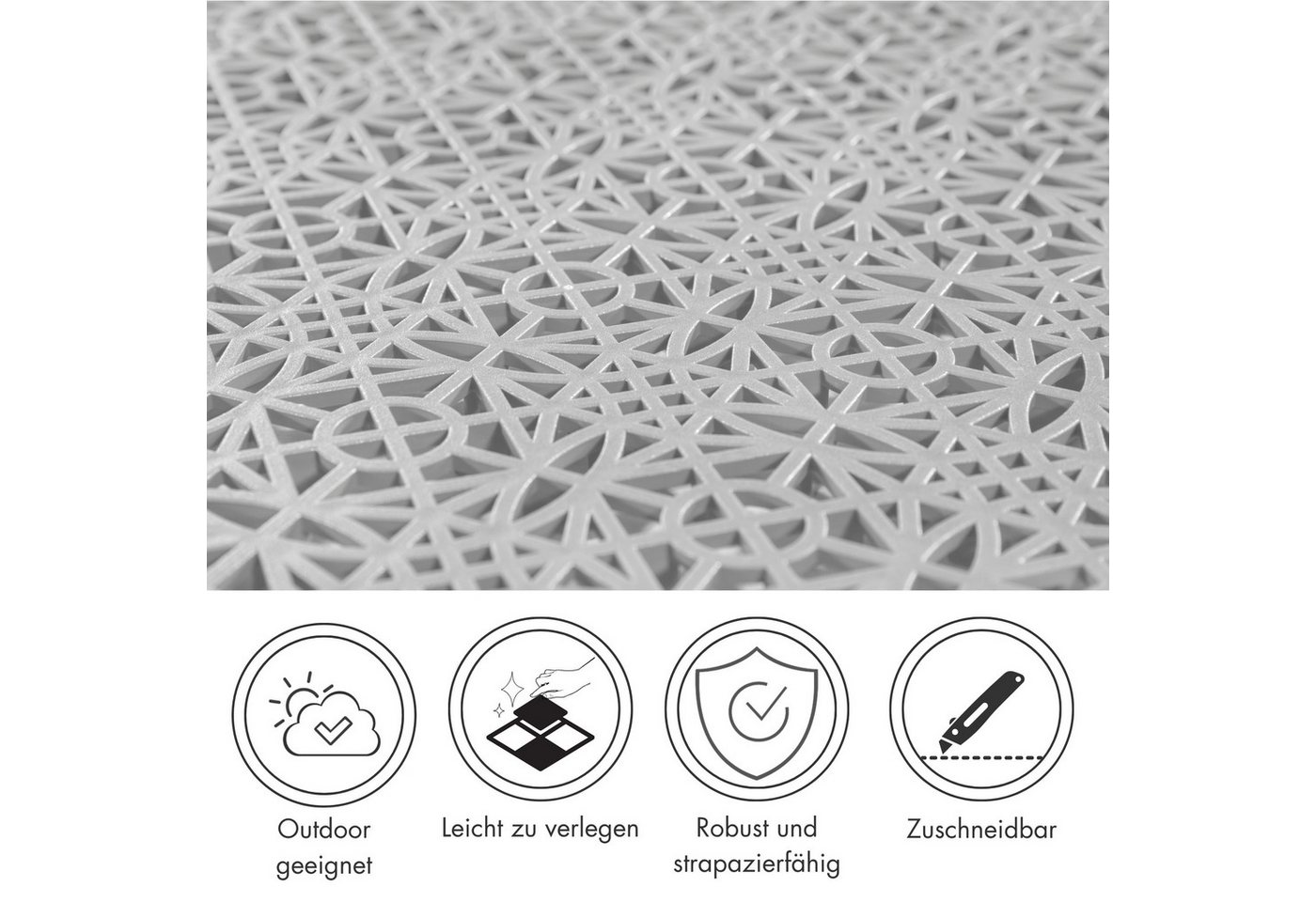 Andiamo Kunststoff-Fliesen Terra Sol, Terrassenfliesen, Set, 35 St., erhältlich mit 7 Stück (1 qm), 14 Stück (2 qm) oder 35 Stück (5 qm), Klickfliesen, 38x38 cm, Balkon Bodenbelag, UV-beständig Bild 3
