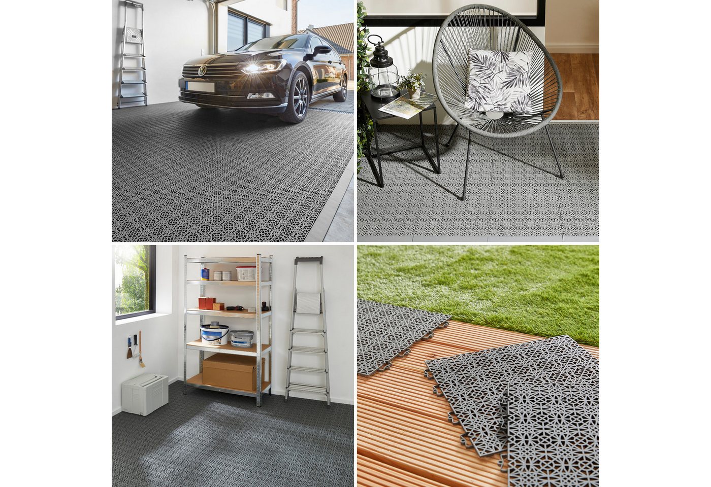 Andiamo Kunststoff-Fliesen Terra Sol, Terrassenfliesen, Set, 14 St., erhältlich mit 7 Stück (1 qm), 14 Stück (2 qm) oder 35 Stück (5 qm), Klickfliesen, 38x38 cm, Balkon Bodenbelag, UV-beständig Bild 2