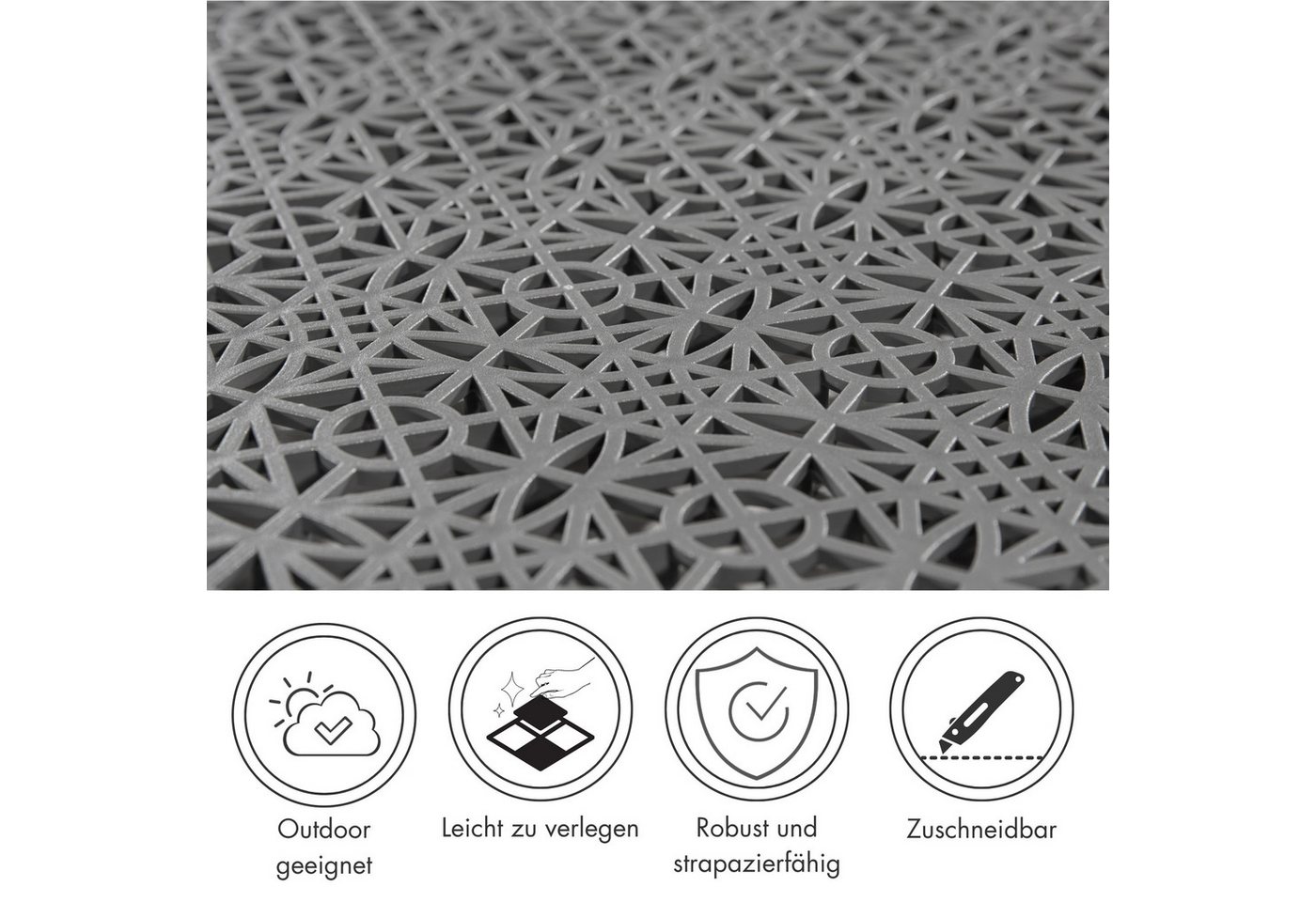 Andiamo Kunststoff-Fliesen Terra Sol, Terrassenfliesen, Set, 14 St., erhältlich mit 7 Stück (1 qm), 14 Stück (2 qm) oder 35 Stück (5 qm), Klickfliesen, 38x38 cm, Balkon Bodenbelag, UV-beständig Bild 3
