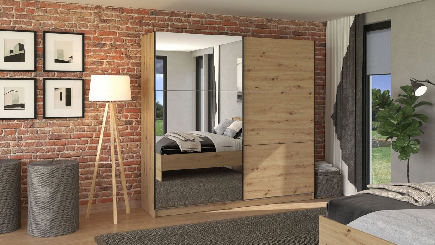OTTO home Schwebetürenschrank Sierra Kleiderschrank mit Spiegel Garderobe Topseller inklusive Inneneinteilung & Kleiderstange, FSC®-Zertifiziert Bild 5