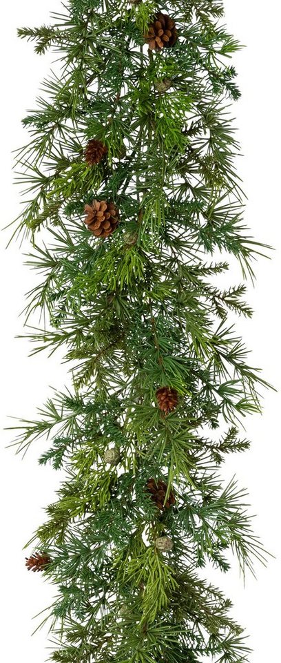 Winterliche Kunstpflanze Weihnachtsdeko, Weihnachtsgirlande Zeder, Creativ green, Girlande mit Zapfen, 187 cm