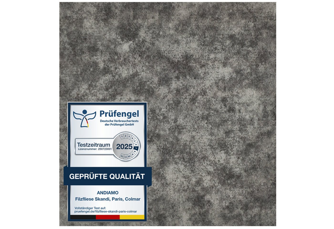Andiamo Teppichfliese Colmar Nadelfilz, Gesamthöhe ca. 4 mm, quadratisch, 40x40 cm, selbstklebend, robust & strapazierfähig, 25 Stück (4 qm) Bild 3