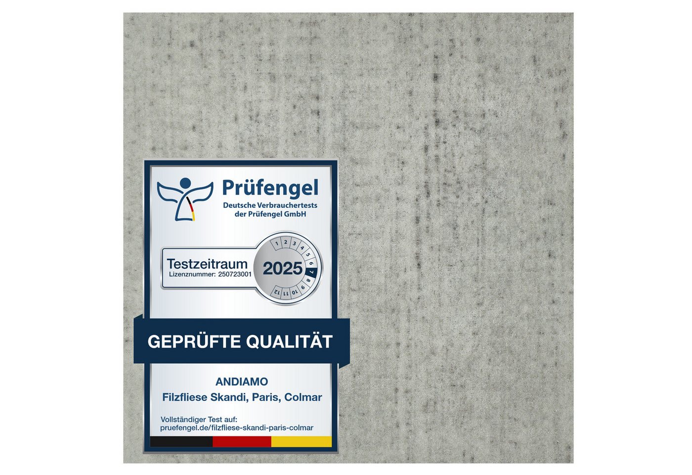 Andiamo Teppichfliese Paris Nadelfilz, Gesamthöhe ca. 4 mm, quadratisch, 40x40 cm, selbstklebend, robust & strapazierfähig, 25 Stück (4 qm) Bild 4