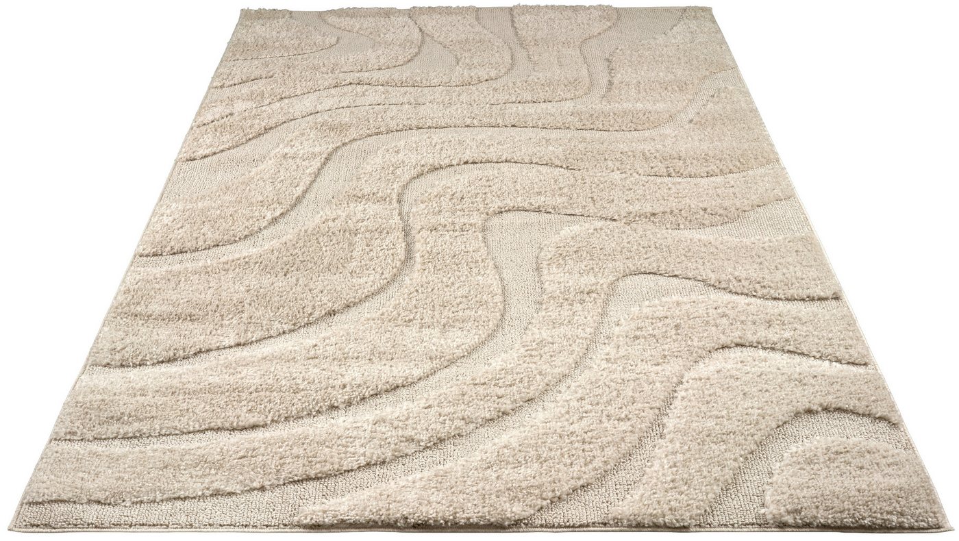 OTTO home Teppich Flowa, Wellenmuster, Hoch-Tief, rechteckig, Höhe: 20 mm, Modernes Design, 3D Optik, Designteppich, Wohnzimmer