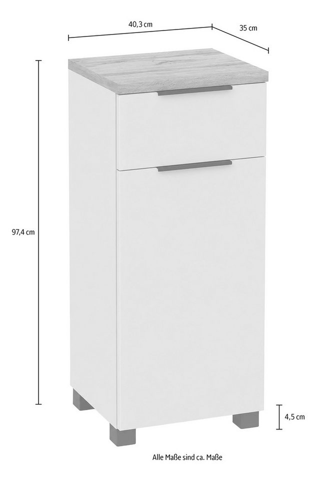 Schildmeyer Unterschrank Saga, mit fühlbarer Holzstruktur, Breite 40 cm, Made in Germany (1-St) Eiche Landhaus Dekor mit fühlbarer Struktur, Made in Germany