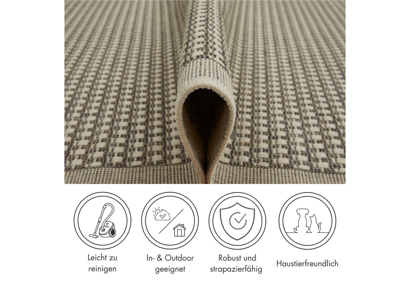 Andiamo Teppich Savannah, rechteckig, Höhe: 4 mm, Flachgewebe, In- und Outdoor geeignet, Wohnzimmer Bild 5