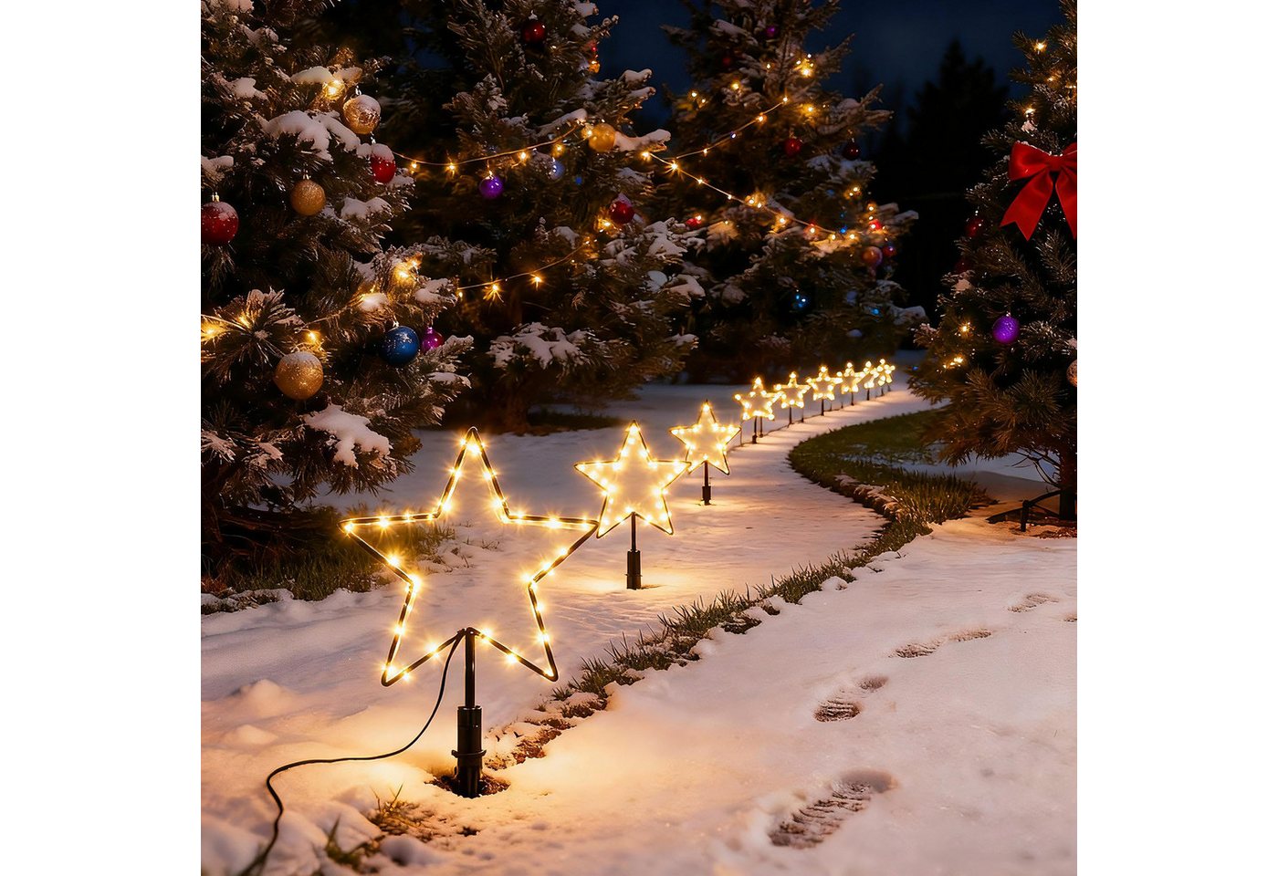 Salcar LED-Lichterkette LED Leuchtstäbe Stern Garten LED Leuchtstern 3 Stück/ 6 Stück Warmweiß, 45cm 6er Sterne LED