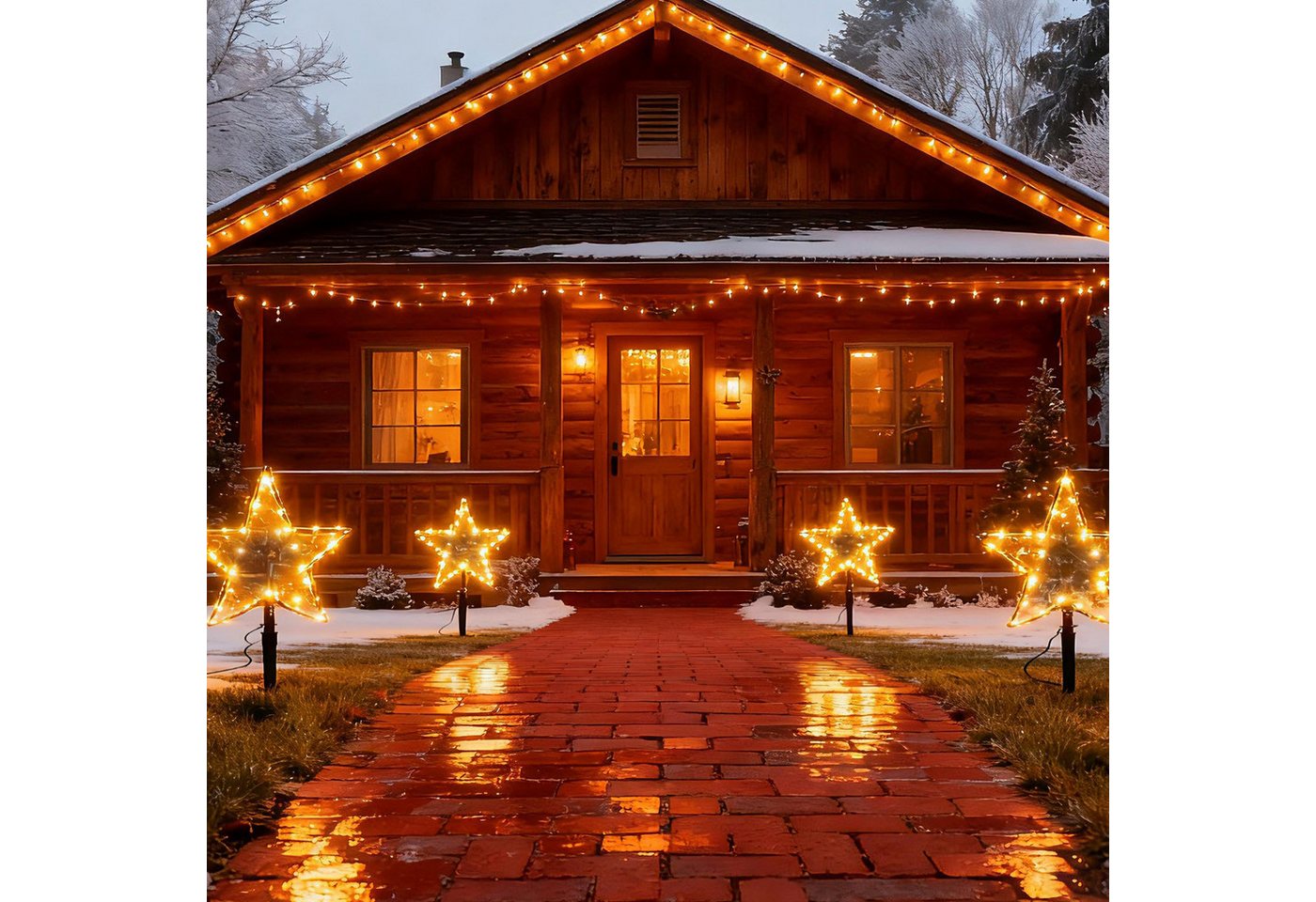 Salcar LED-Lichterkette LED Leuchtstäbe Stern Garten LED Leuchtstern 3 Stück/ 6 Stück Warmweiß, 45cm 6er Sterne LED Bild 2