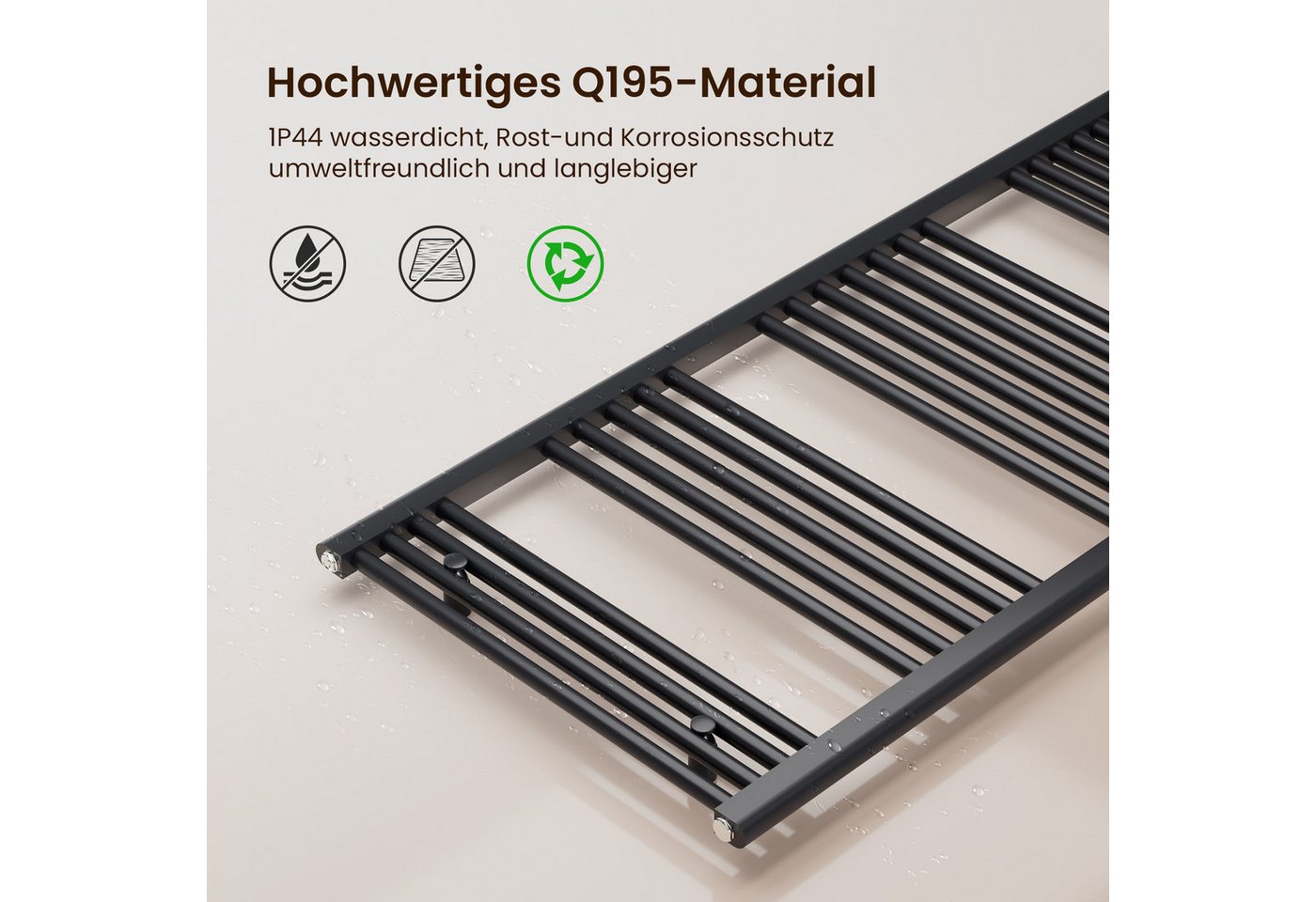 Heilmetz Badheizkörper 140 × 40 cm Handtuchwärmer für Badezimmer, Anthrazit, 476 W (T=50), G 1/2, Geeignet für 4 Bild 4