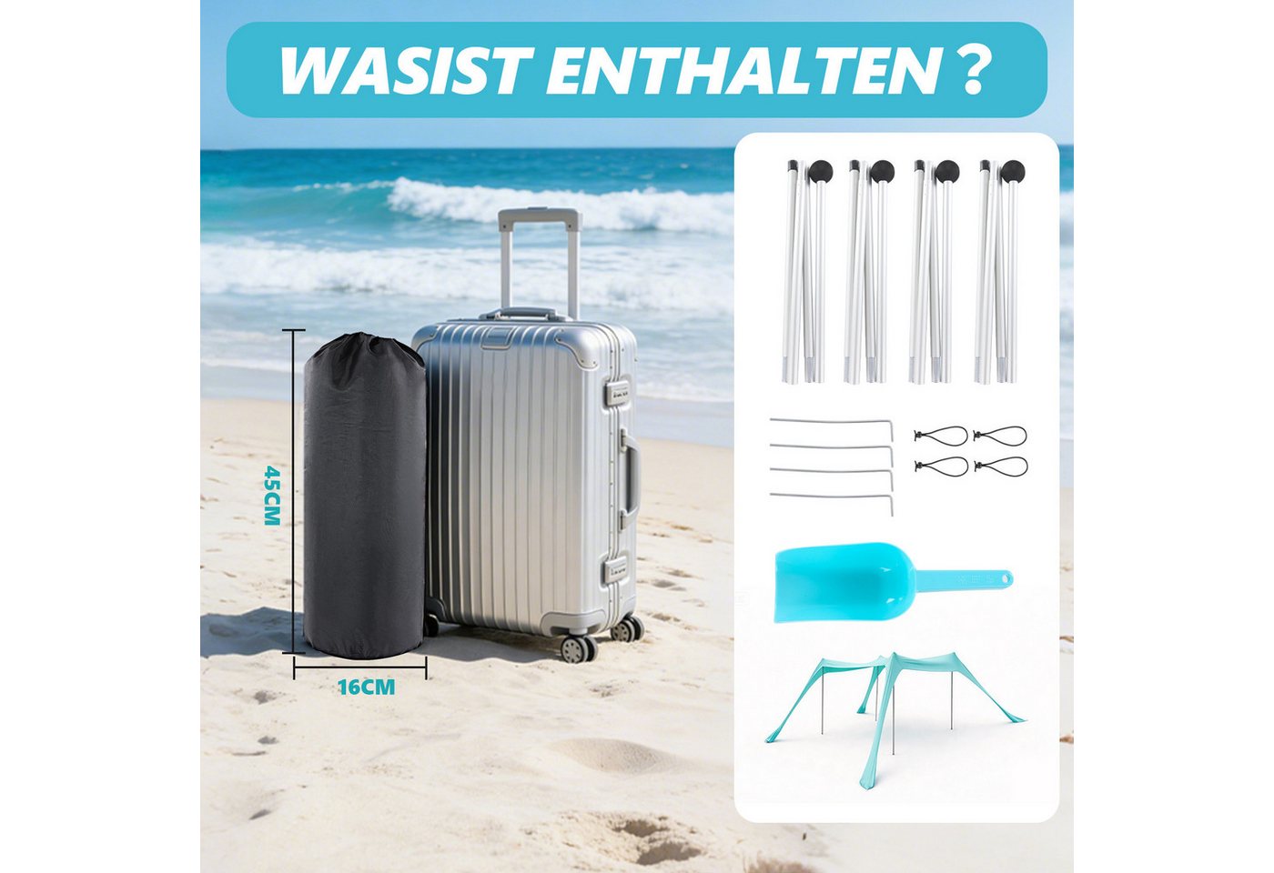 Youyijia Sonnenschirm Sonnenschutz Strandzelt mit Strand Sonnensegel Bild 2