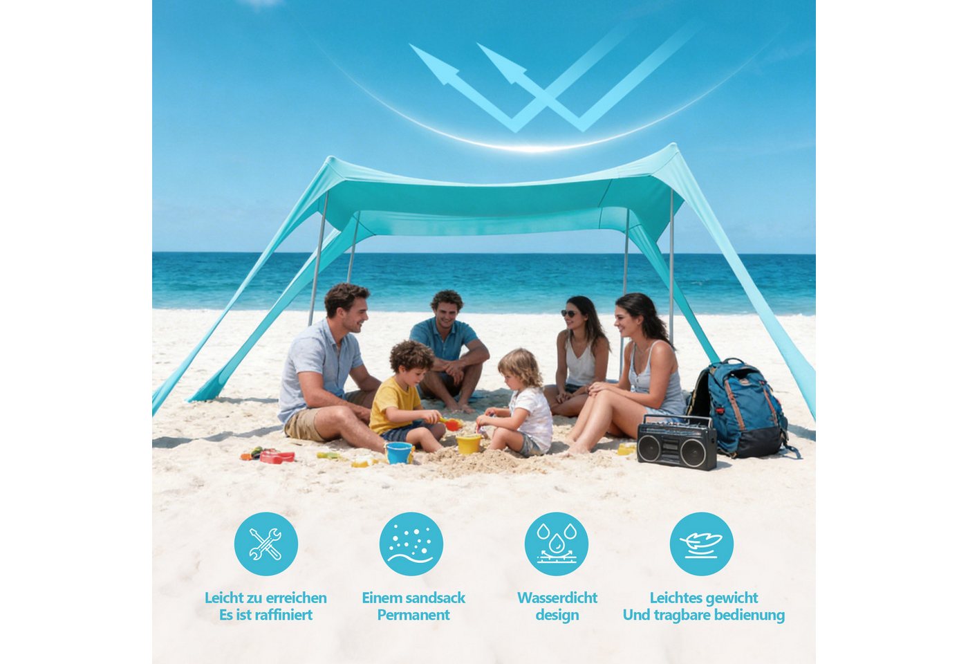 Youyijia Sonnenschirm Sonnenschutz Strandzelt mit Strand Sonnensegel Bild 4