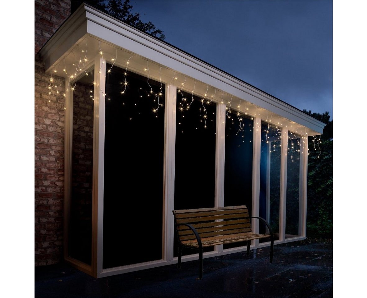 Lumineo LED-Lichterkette Lumineo Lichtervorhang ICICLE TWINKLE 490 LED 20 m warm weiß, weiß, 8 Twinkle-Effekte, 8h-Timer, Indoor/Outdoor, + 5 m Zuleitung Bild 5