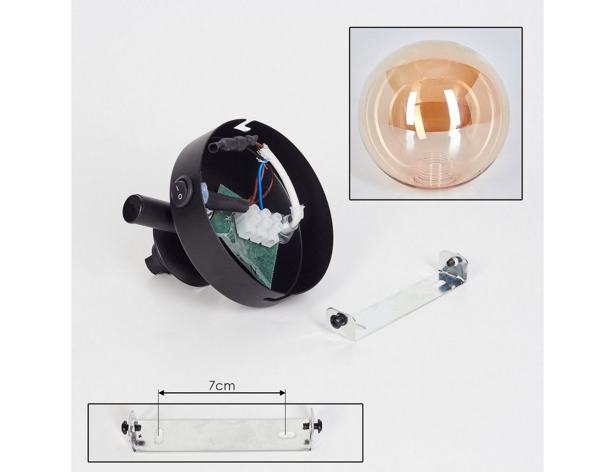 hofstein Wandleuchte Wandlampe aus Metall/Glas in Schwarz/Bernsteinfarben, ohne Leuchtmittel, Leuchte im Retro-Design aus Glas, 1 x G9, ohne Leuchtmittel Bild 3