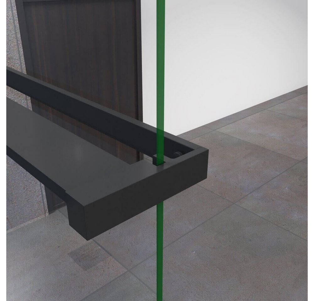 Duschparadies Walk-in-Dusche 200cm schwarz mit Handtuchhalter Glaswand 8mm ESG Walk in Dusche, Einscheibensicherheitsglas Bild 4