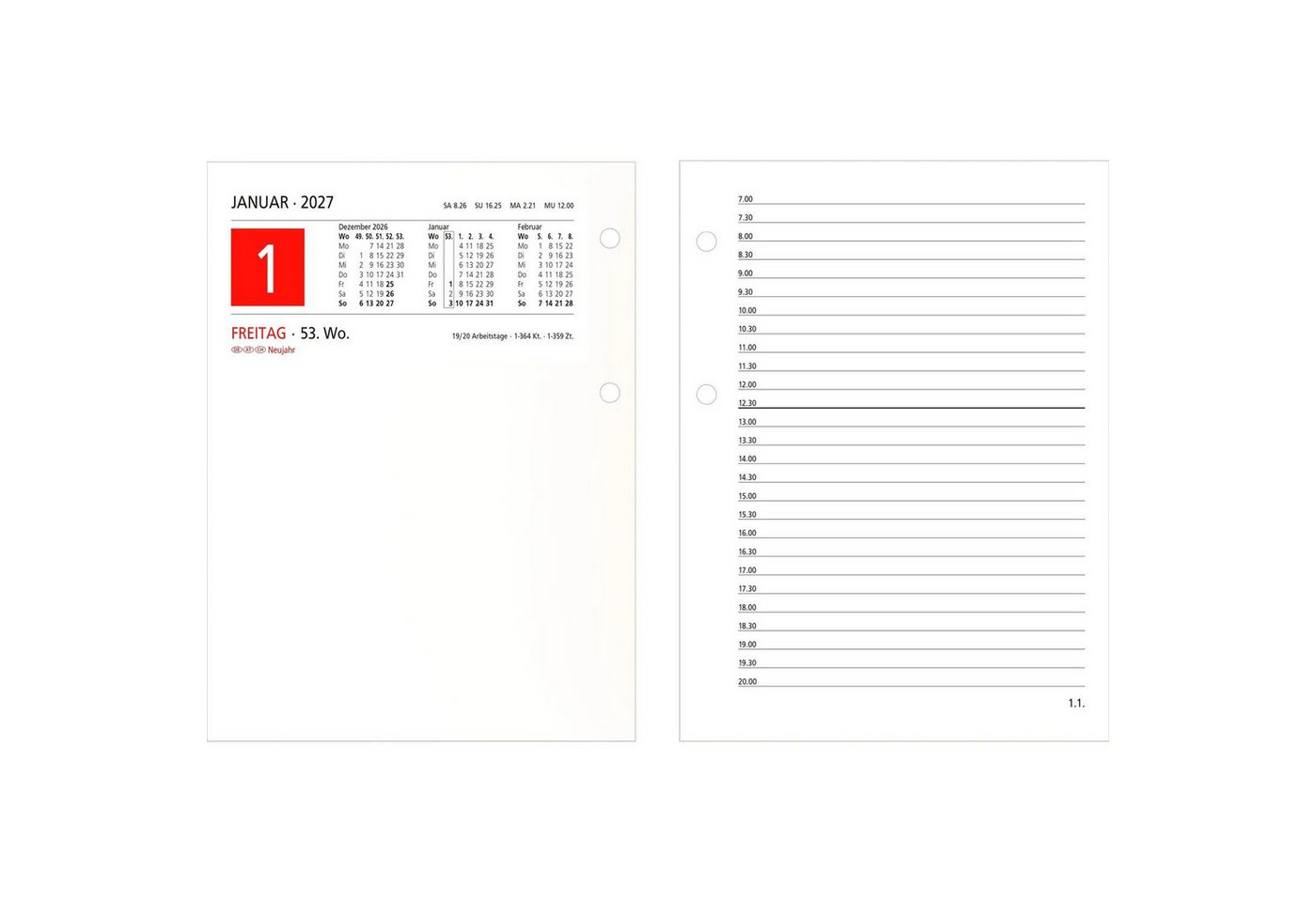 Schreibtischkalender Umlegkalender 1T/2S 10,5x14,2 2027