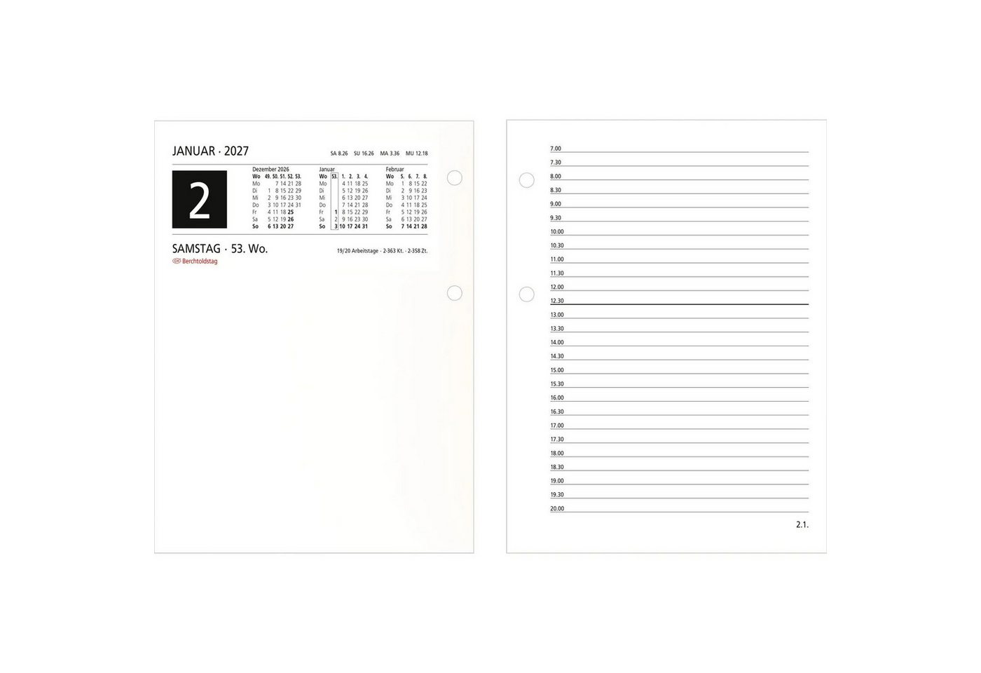 Schreibtischkalender Umlegkalender 1T/2S 10,5x14,2 2027 Bild 2