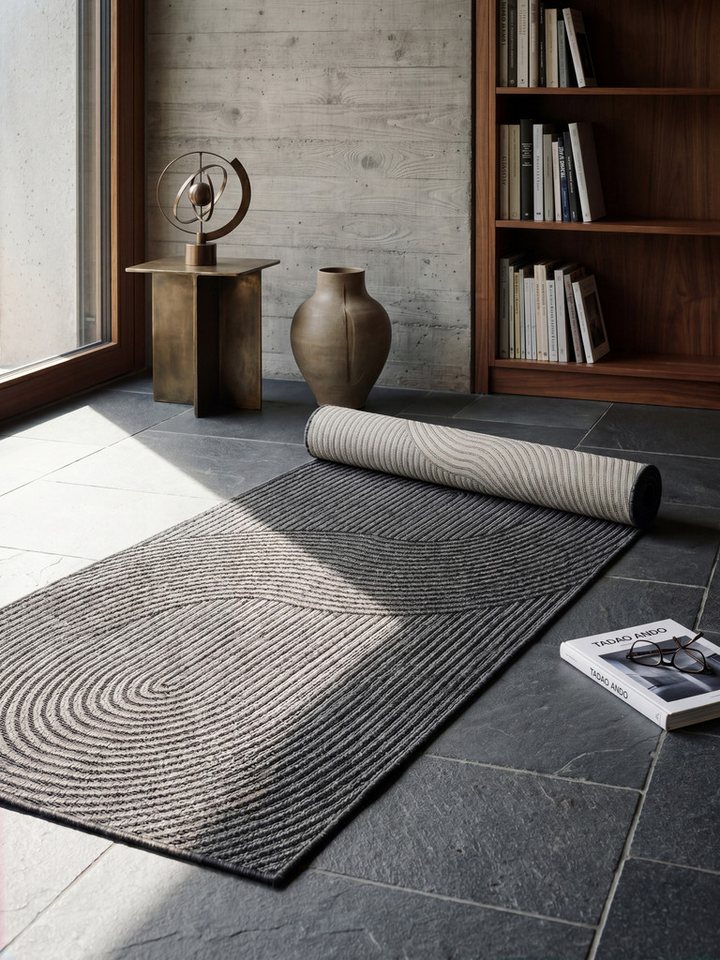 KADIMA DESIGN Teppich BORNO Teppichläufer Anthrazit 80x200 Geometrisch Polypropylen, Läufer, Höhe: 4 mm, Strapazierfähig, Pflegeleicht, Farbecht, Wetterfest, UV-beständig Bild 3