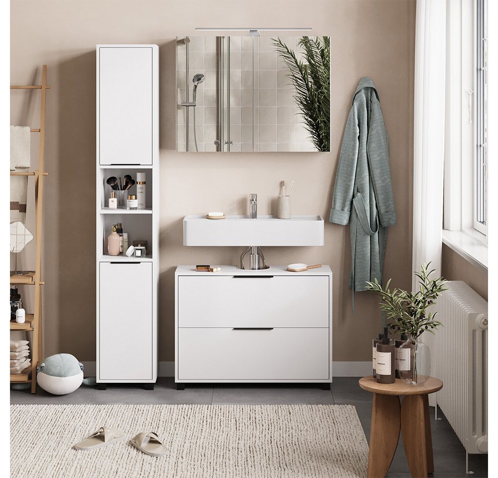 Vicco Badmöbel-Set Alina, Weiß, 3-teilig, (3-St., 3er Set)
