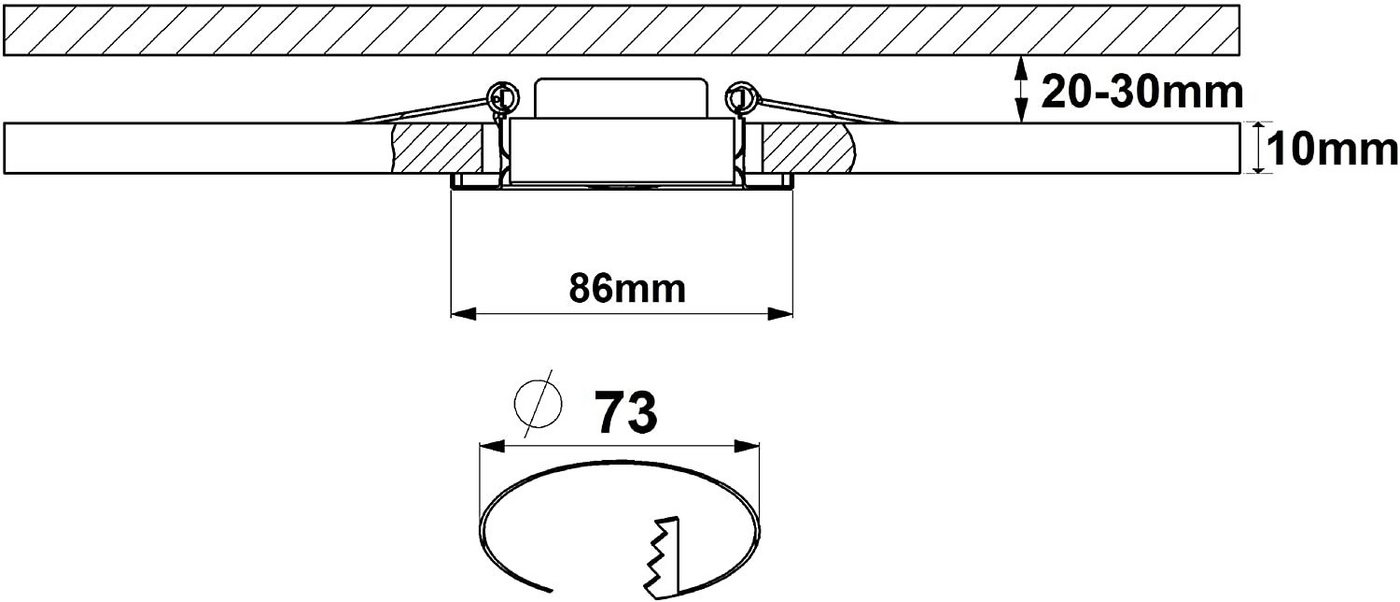 TRANGO LED Einbaustrahler, 6729IP-062MOSD 6er Set IP44 LED Badeinbaustrahler aus Edelstahl gebürstet in Rund incl. 6x Ultra flach 3 Stufen dimmbar LED Modul nur 3cm Einbautiefe für Bad, Außen, Deckenstrahler, Einbauspot Bild 5