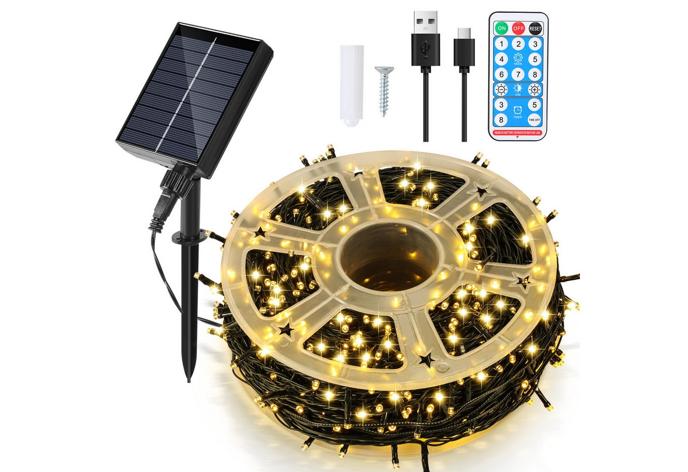 Clanmacy LED-Lichterkette 80M 800 LED Solar Lichterkette Solarleuchte Außen Garten Warmweiß, Wasserdicht Bild 2