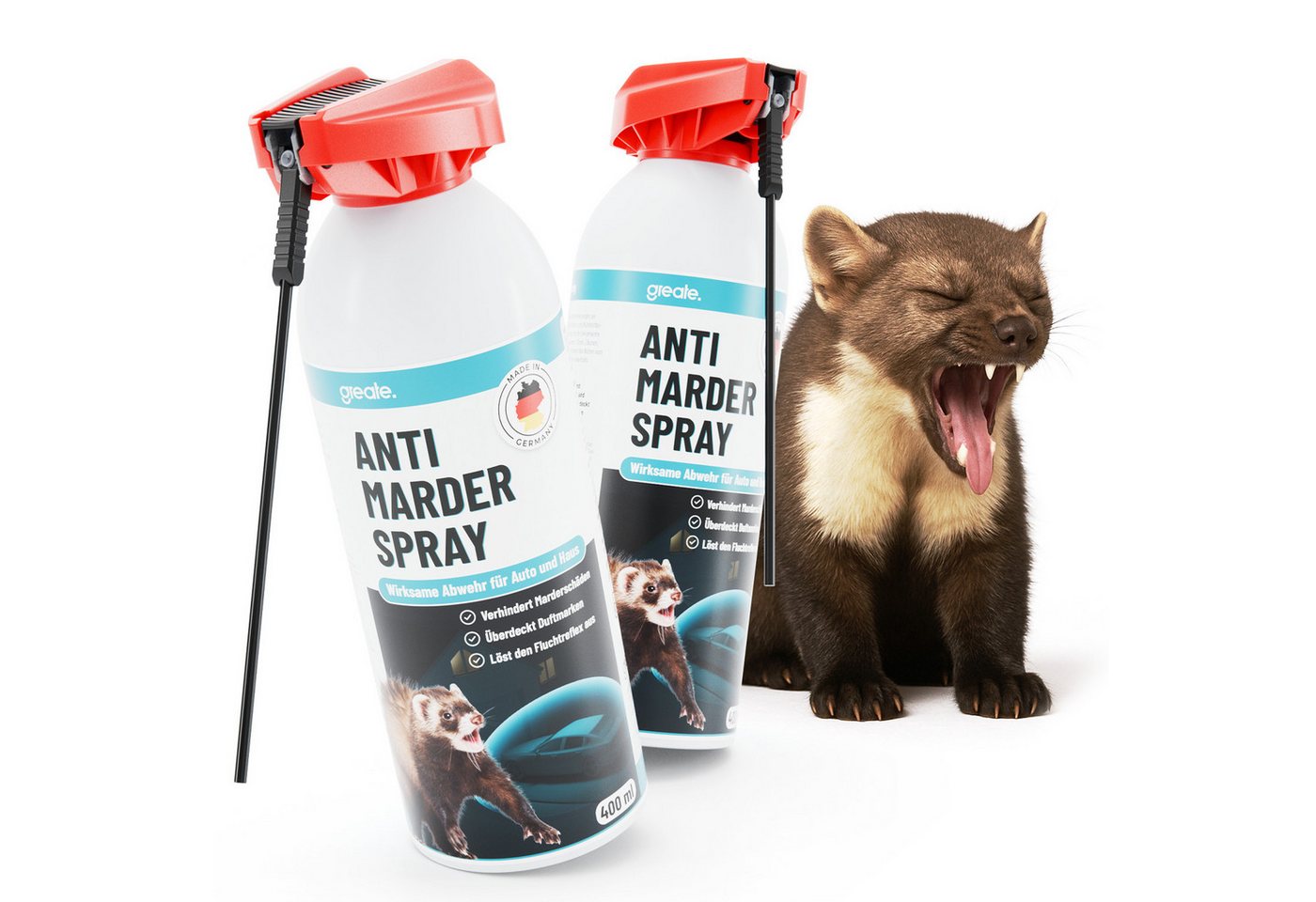 greate. Marderspray 2x Marderspray Auto Motorraum 400ml - Mader Abwehr, Marderschutz Spray, 800 ml, 2-St. Bild 2