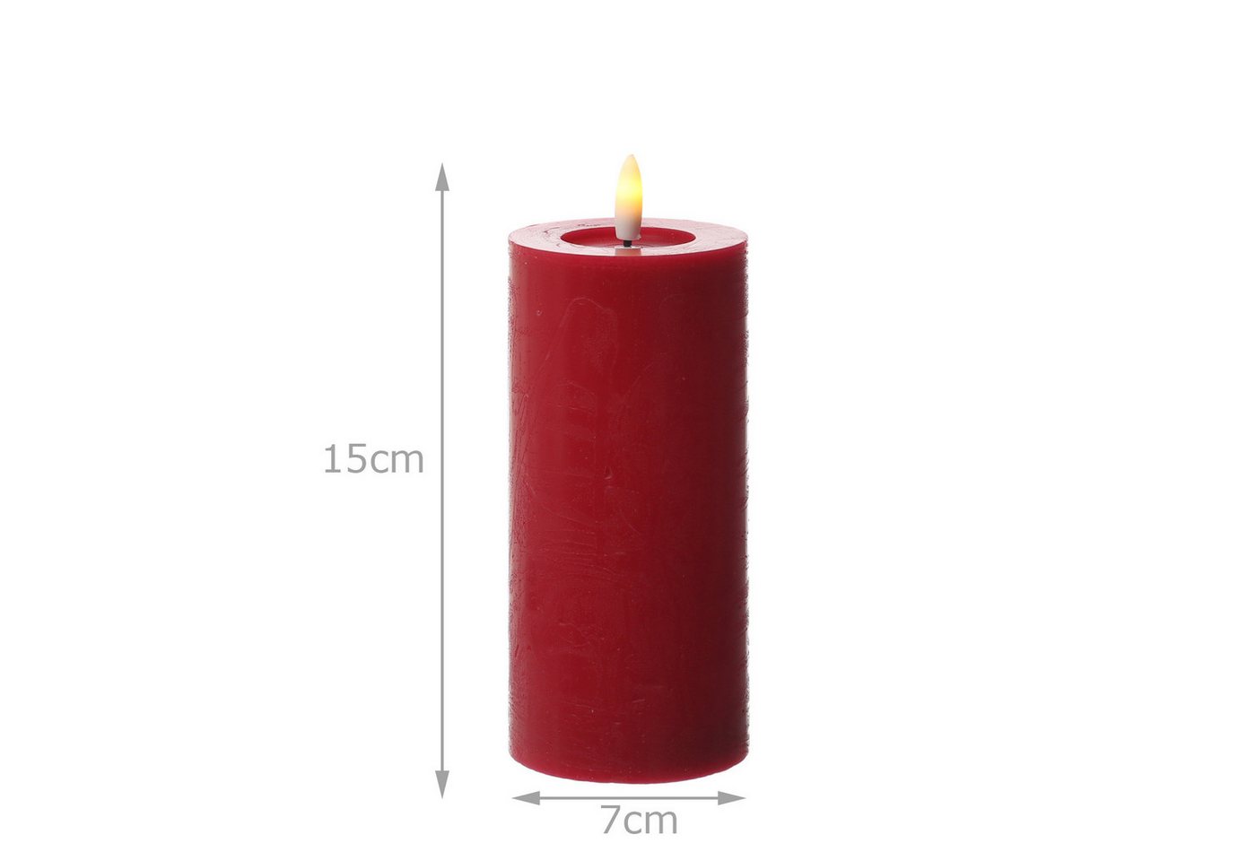Adilina LED-Kerze Kerzenset LINA Rustik Optik für Adventskranz 7x15cm Timer rot 4St, LED Classic, warmweiß (2100K bis 3000K)