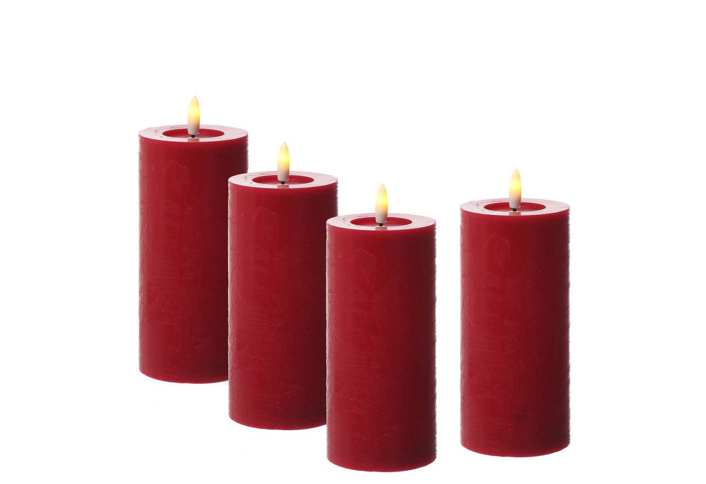 Adilina LED-Kerze Kerzenset LINA Rustik Optik für Adventskranz 7x15cm Timer rot 4St, LED Classic, warmweiß (2100K bis 3000K) Bild 3