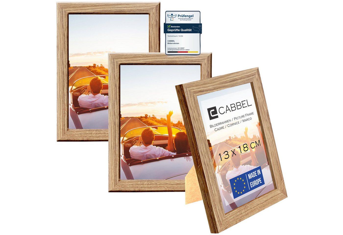 CABBEL Bilderrahmen MDF Holzrahmen Fotorahmen modern Collagen Foto Poster Galerie Wanddeko, für 3 Bilder (3 St), 13x18 cm Eiche Wohnzimmer elegant Schmal Fotogalerie Schlafzimmer Bild 3