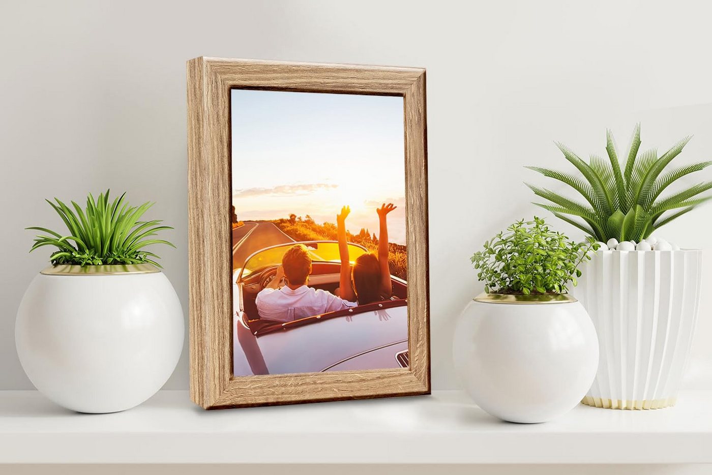 CABBEL Bilderrahmen MDF Holzrahmen Fotorahmen modern Collagen Foto Poster Galerie Wanddeko, für 3 Bilder (3 St), 13x18 cm Eiche Wohnzimmer elegant Schmal Fotogalerie Schlafzimmer Bild 4