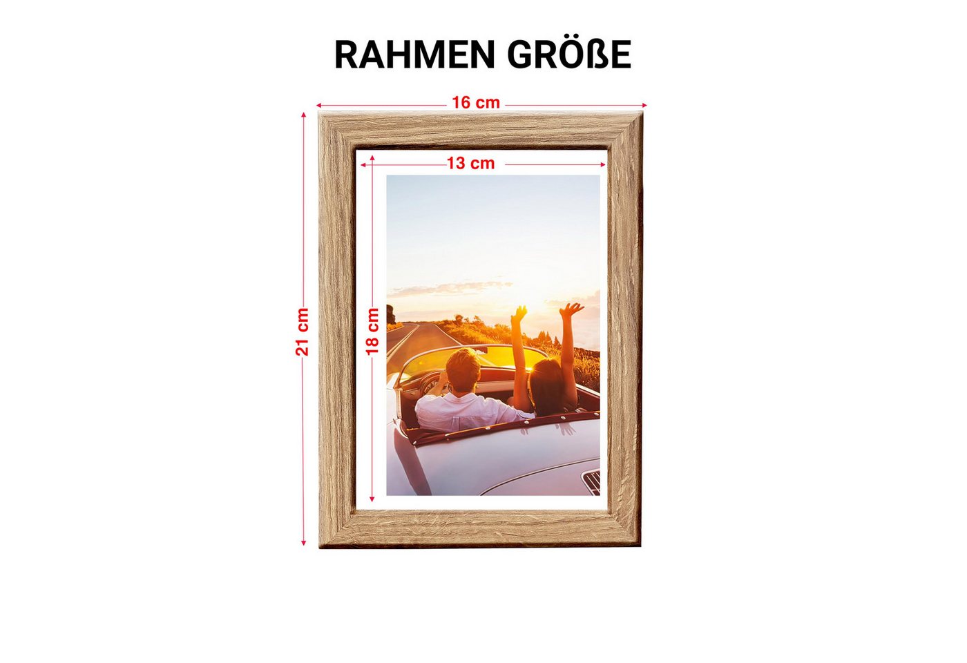 CABBEL Bilderrahmen MDF Holzrahmen Fotorahmen modern Collagen Foto Poster Galerie Wanddeko, für 3 Bilder (3 St), 13x18 cm Eiche Wohnzimmer elegant Schmal Fotogalerie Schlafzimmer Bild 5