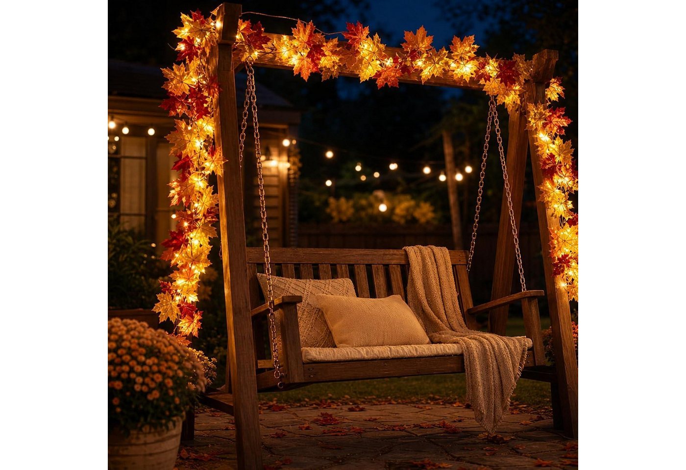 LuxusKollektion Girlande Blättergirlande Herbst Deko 2 Stk. 1.75m Bild 2