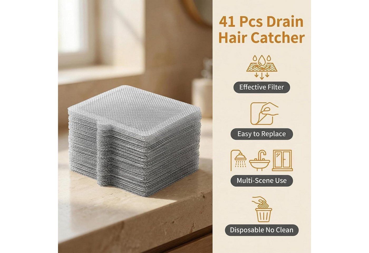 LuxusKollektion Duschablauf Duschabfluss Haarsieb 40Stk 15x15cm Fiberglas Mesh Bild 4