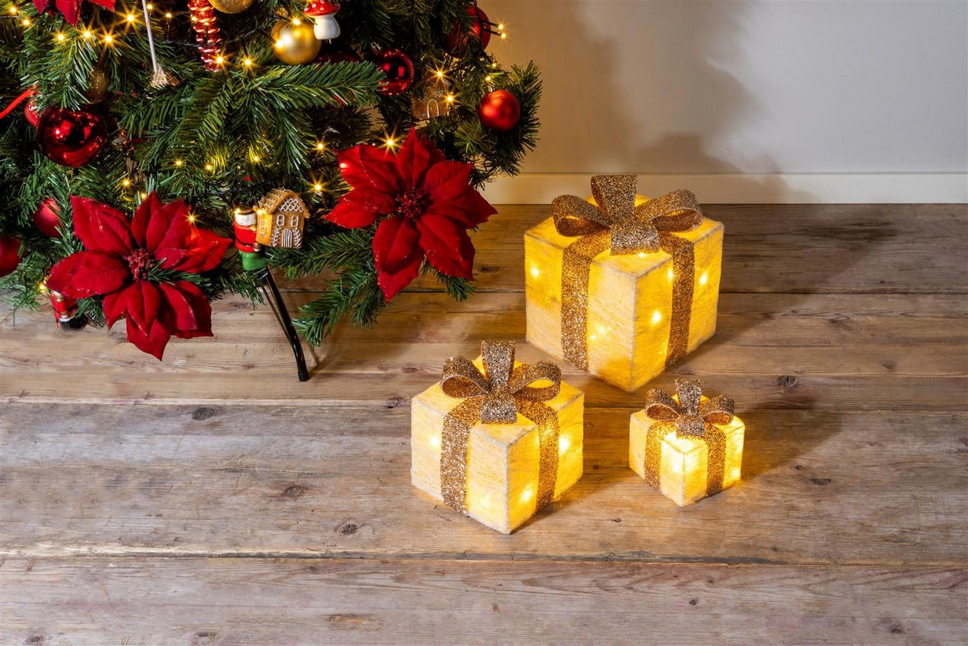 Bambelaa! LED Dekolicht Bambelaa! Led Deko Leucht Geschenk Boxen 3er Set inkl. Timer Funktion, Gelb