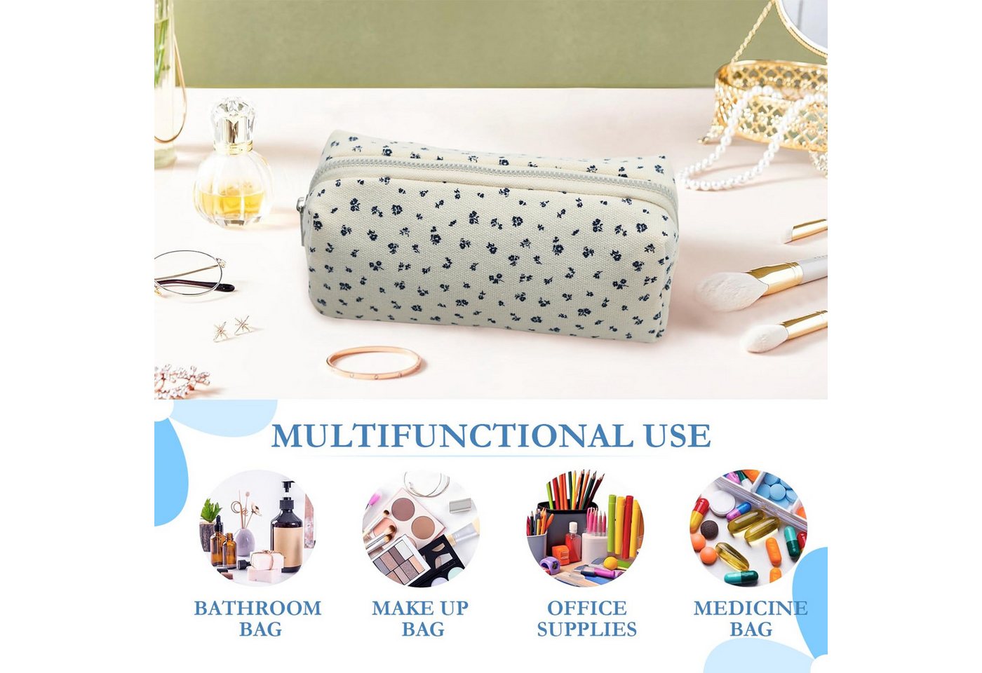 Coonoor Federmäppchen Federtasche mit Reißverschluss, Mäppchen mit Aesthetic Blume, (1-tlg), für Schule Büro, für Mädchen Kosmetiktasche und Geldtasche