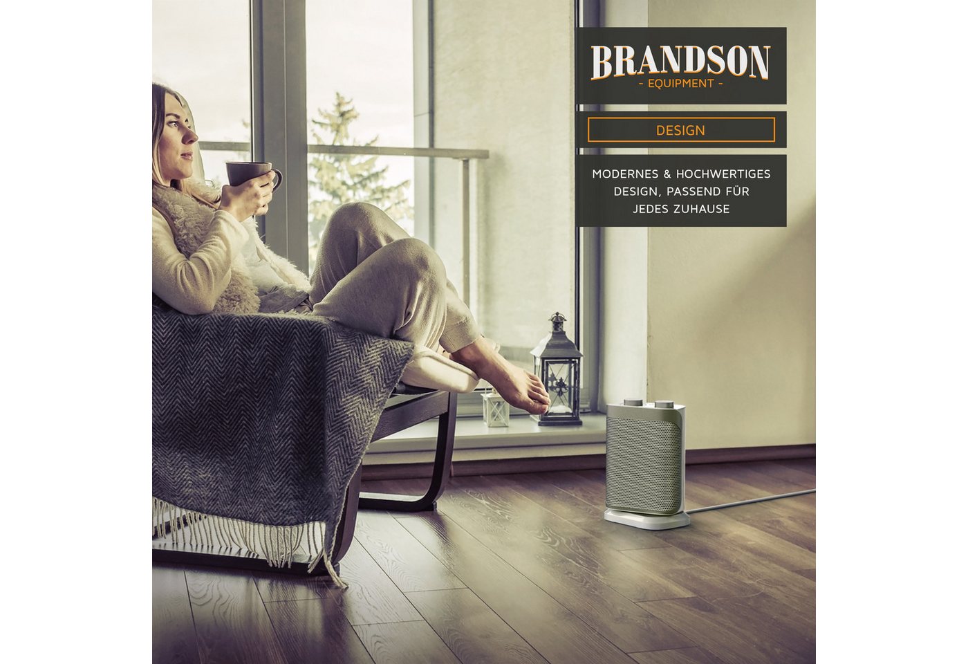 Brandson Keramikheizlüfter Keramikheizlüfter 1500 W mit Oszillation & Thermostat für Badezimmer, 1500 W, Energiesparend, leise, Temperaturregelung, Thermosicherung, Heizung Bild 3