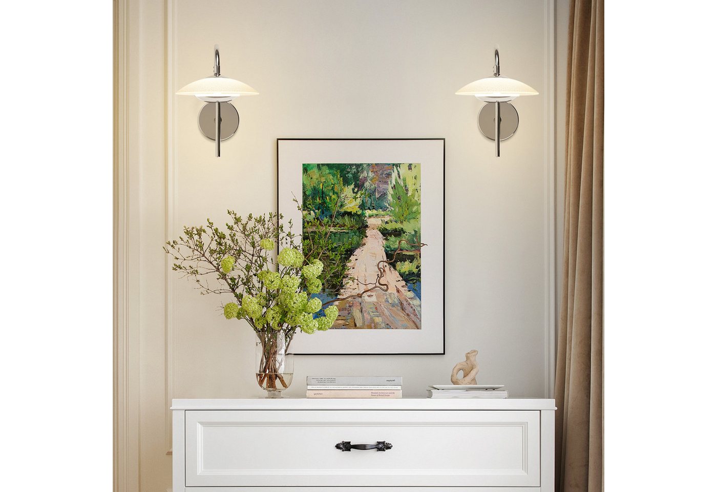 ZMH LED Wandleuchte Innen Modern Design Chrom Flurlampe 3000K Glas für Hotel Treppenhaus, LED fest integriert, 7W Metall Rund Schlafzimmerlampe Wohnzimmer Bild 3