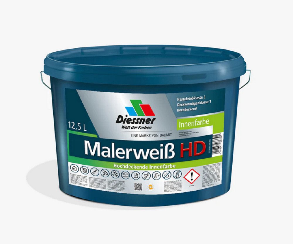 Diessner Wandfarbe Diessner Malerweiss HD Wandfarbe Deckenfarbe Farbe weiss 12,5 L Bild 3