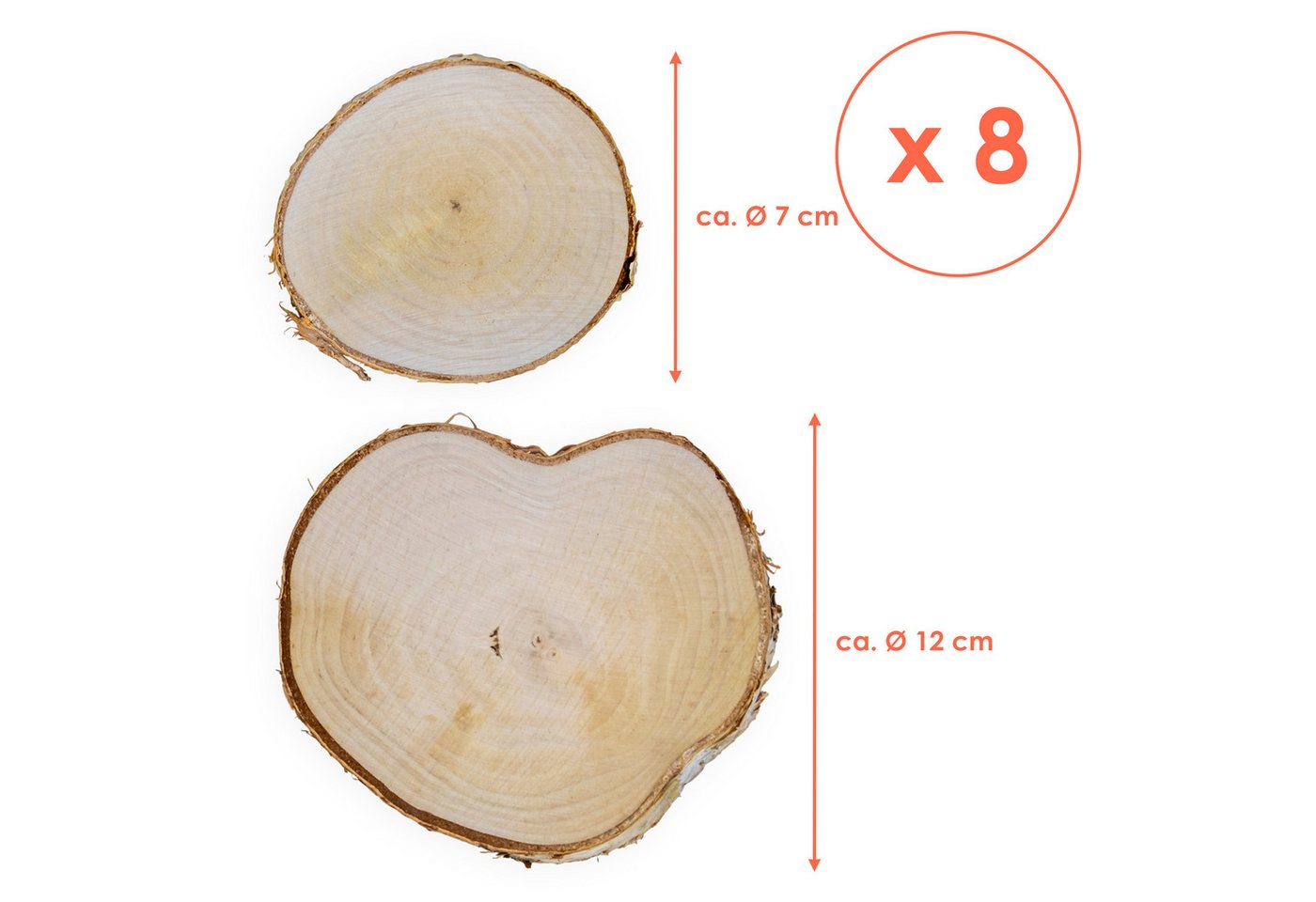 Spetebo Bastelnaturmaterial Echtholz Birken Astscheibe natur 7-12 cm - 8er Pack, (Set 1-tlg), jede Scheibe ein Unikat Bild 2