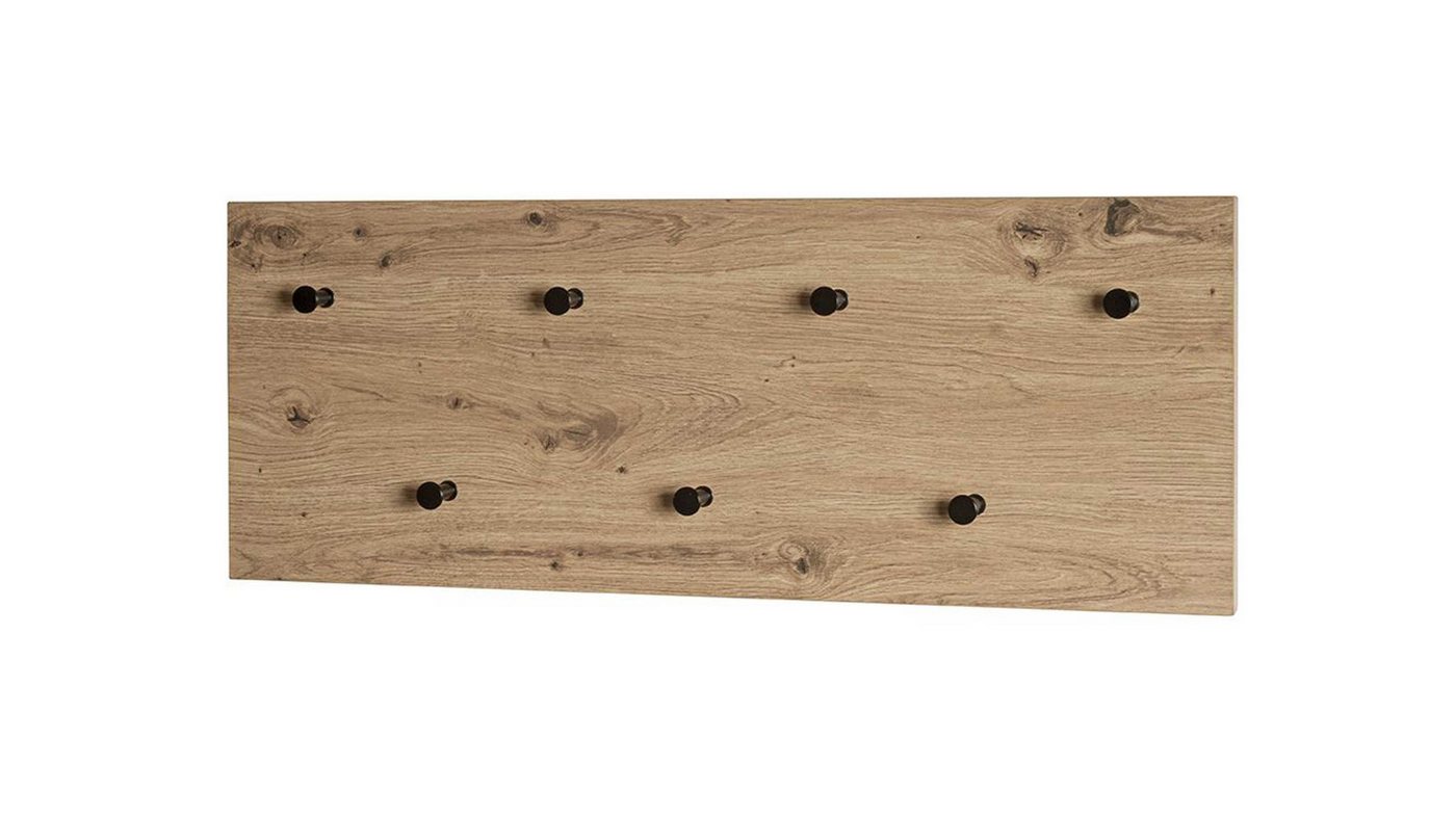 HAKU Garderobenpaneel HAKU Möbel Wandgarderobe Artisan Eiche schwarzes Metall 80 x 30 cm