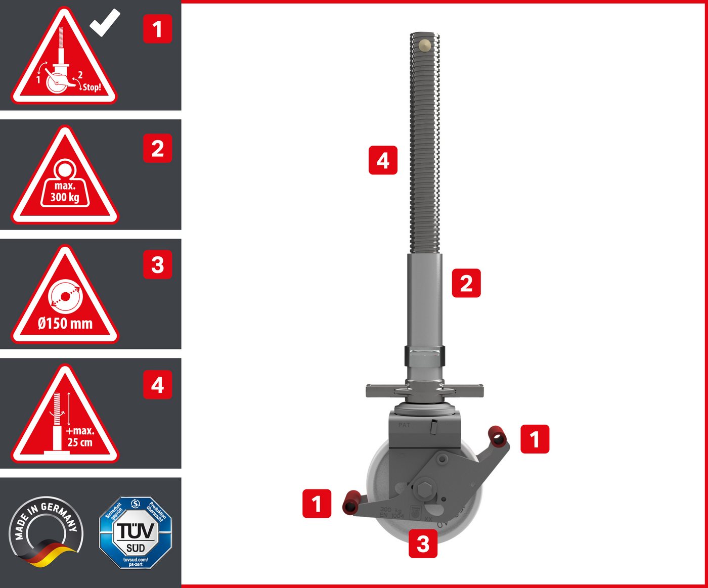 ALTEC Aluminium Fahrgerüst Rollfix 1.0 mit Ø150mm Rollen, Standardtraverse & Wandanker, maximale Arbeitshöhe 10 Meter