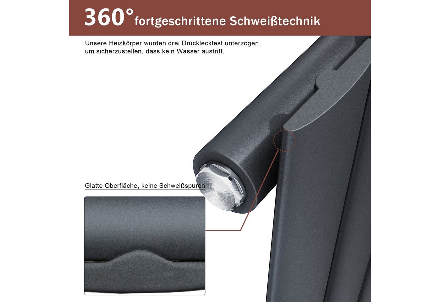 ELEGANT Heizkörper Design Flachheizkörper Anthrazit 1600/1800 x311mm mit Multiblock, Einlagig/Doppellagig, Vertikal Mittelanschluss, schmaler, höher