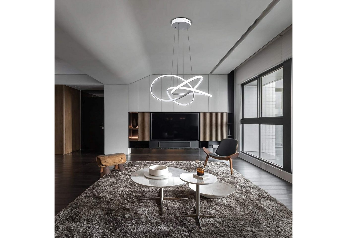 Nettlife LED Kronleuchter Pendelleuchte in Weiß 62/68W Ringe, Höhenverstellbar, LED fest integriert, Warmweiß Neutralweiß Kaltweiß, Arbeitszimmer Küche Esszimmer Treppenlicht Kaffeeraum