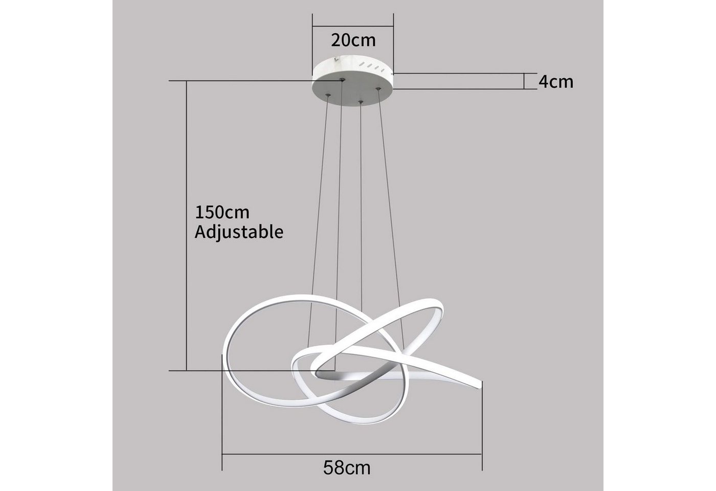 Nettlife LED Kronleuchter Pendelleuchte in Weiß 62/68W Ringe, Höhenverstellbar, LED fest integriert, Warmweiß Neutralweiß Kaltweiß, Arbeitszimmer Küche Esszimmer Treppenlicht Kaffeeraum Bild 5