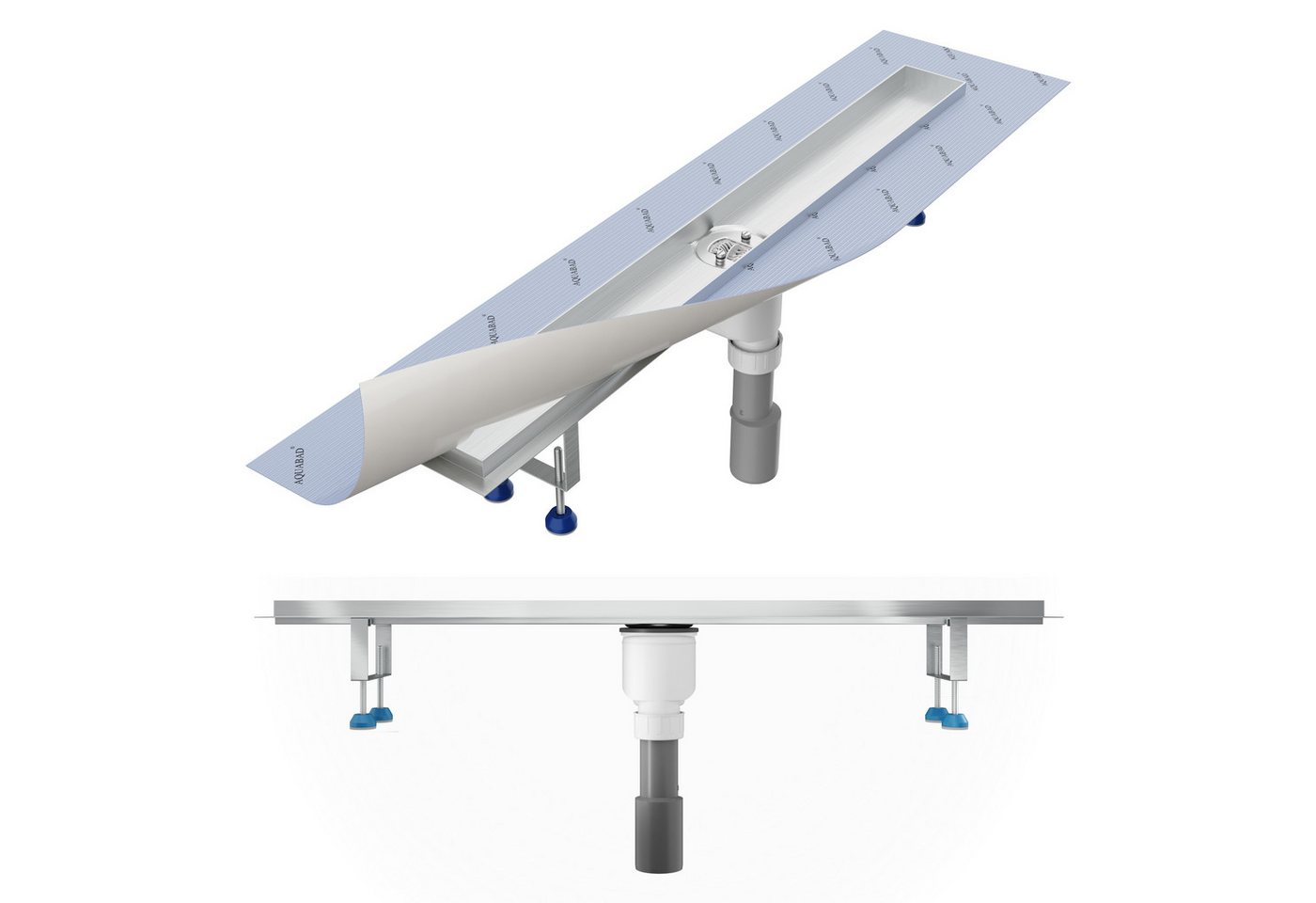 Aquabad® Duschrinne SDS Pro Edelstahl Duschablauf, Haarsieb, Viega-Siphon, Komplett-Set, 1-St., Blende: Bord Bild 5