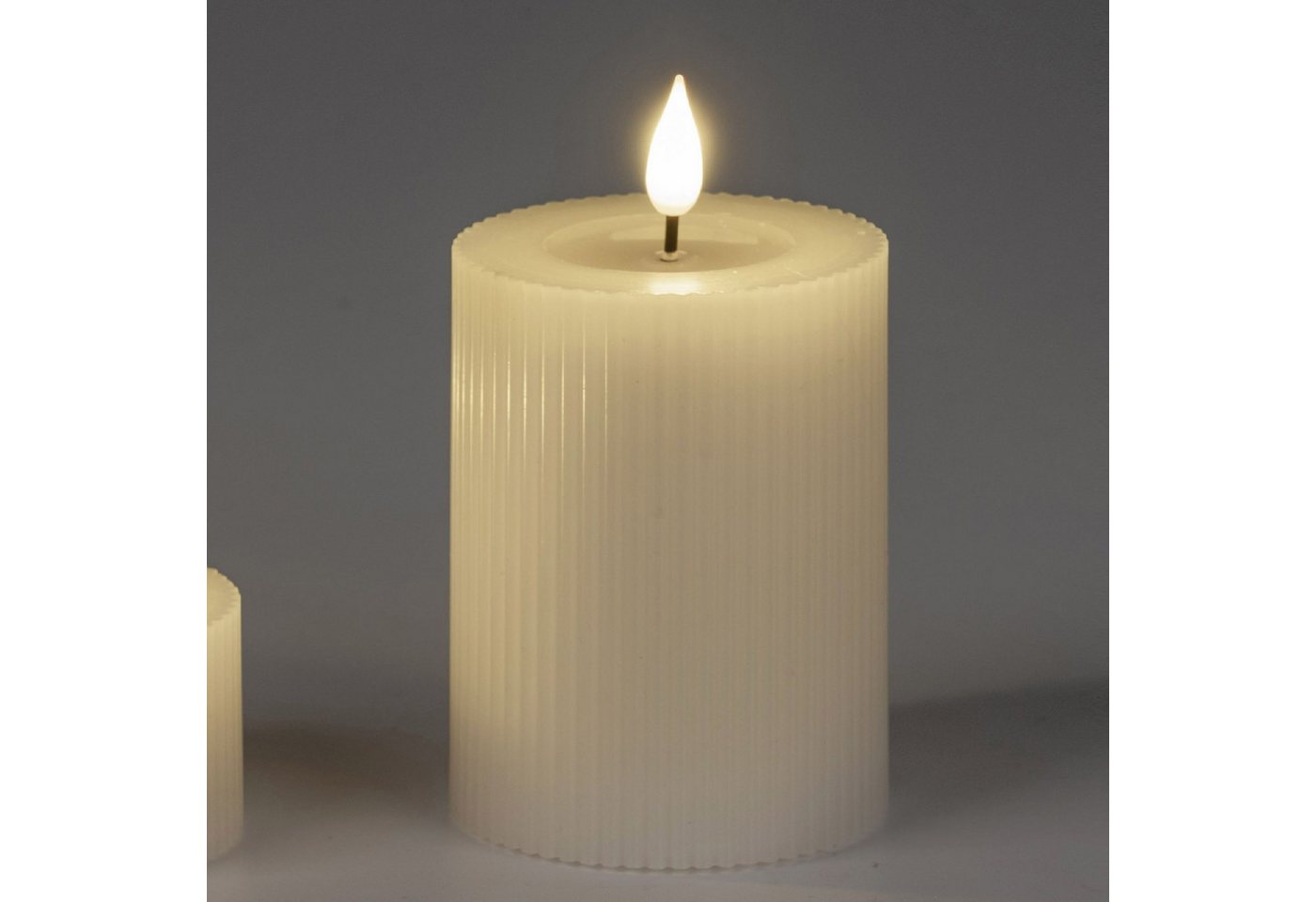 formano LED-Kerze Streifen, LED, Mit Timerfunktion, Creme, Rillen, H: 10cm