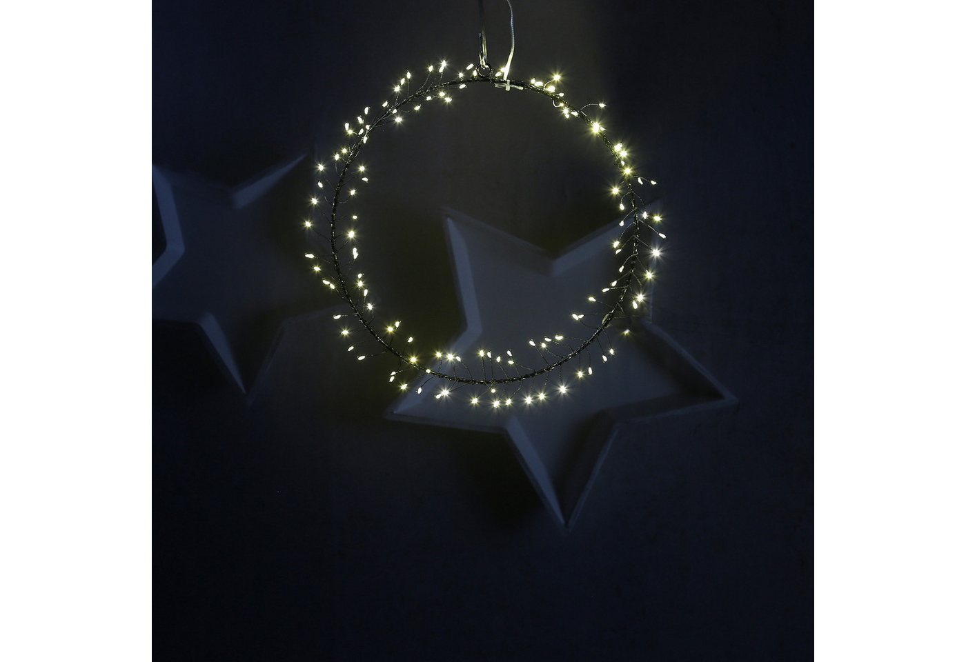 MARELIDA Dekokranz LED Kranz Türkranz Weihnachtskranz Lichtkranz 130LED D: 30cm Batterie Bild 5