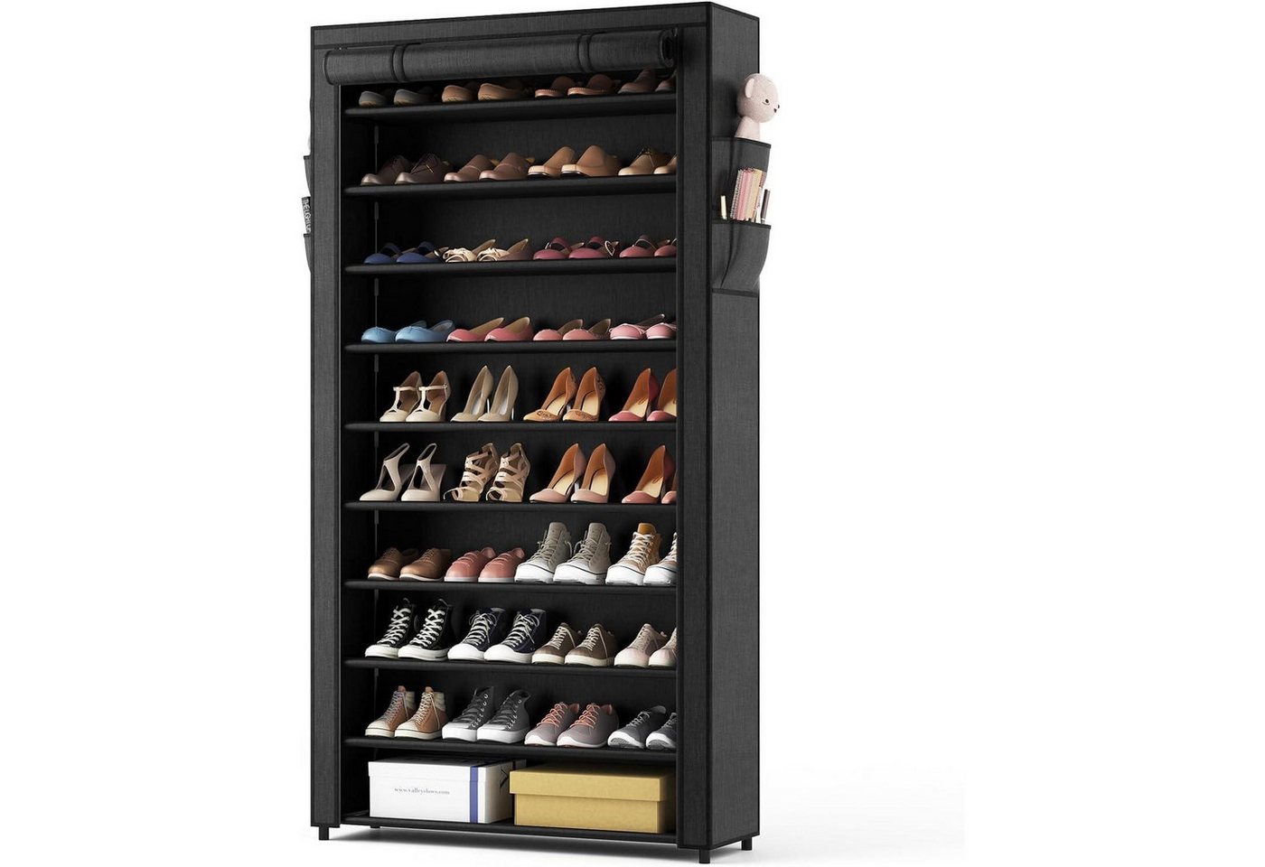 LuxusKollektion Schuhregal Schuhschrank 10 Ebenen Schwarz Metallgestell Stauraum für 50 Paar Bild 3