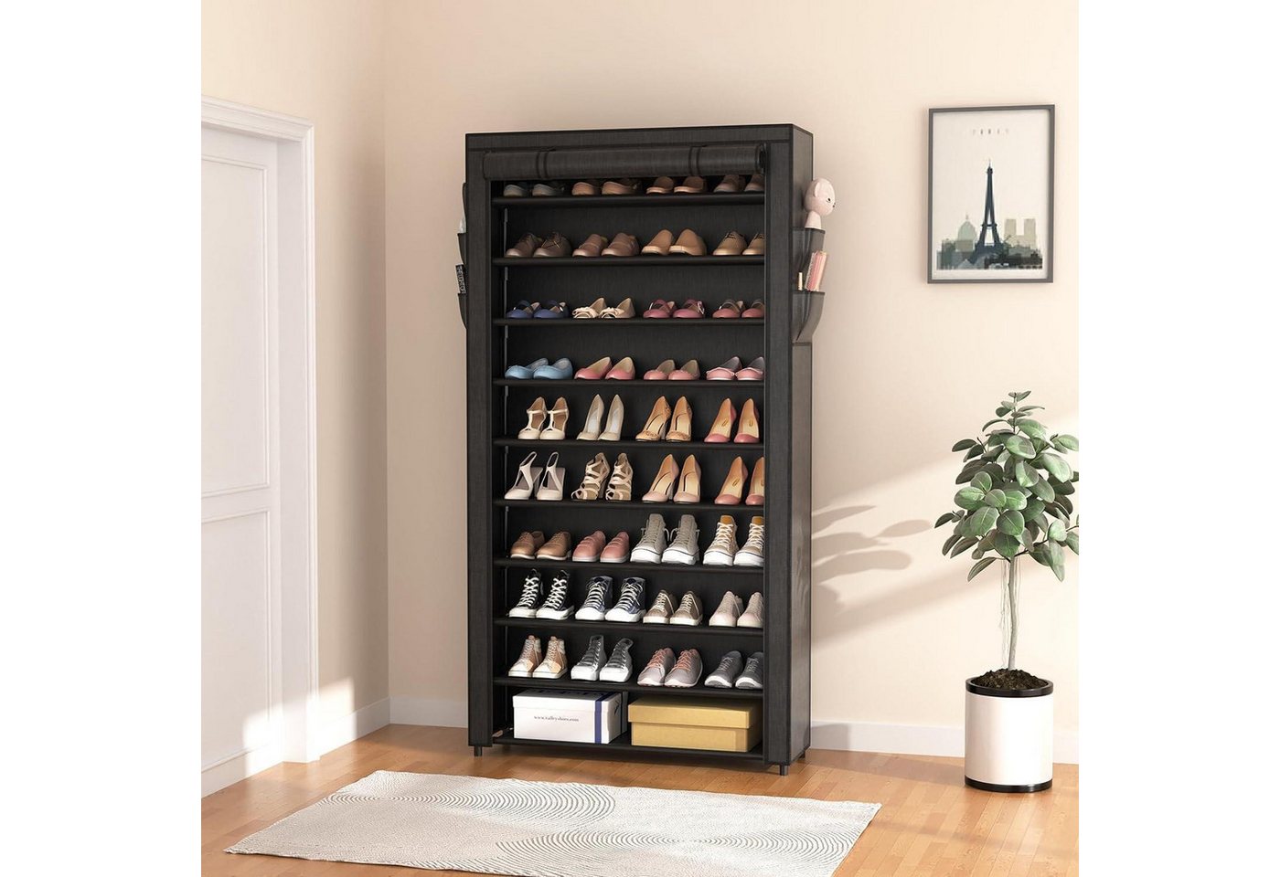 LuxusKollektion Schuhregal Schuhschrank 10 Ebenen Schwarz Metallgestell Stauraum für 50 Paar Bild 4