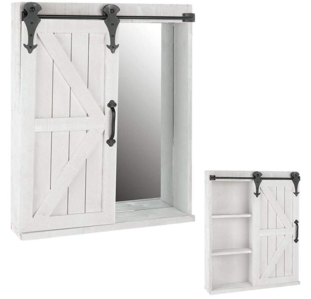 Melko Spiegelschrank Wandregal Spiegelschrank Wandschrank Holz Weiß Schiebetür Hängeschrank (Stück, 1-St., Schrank) Schiebetür